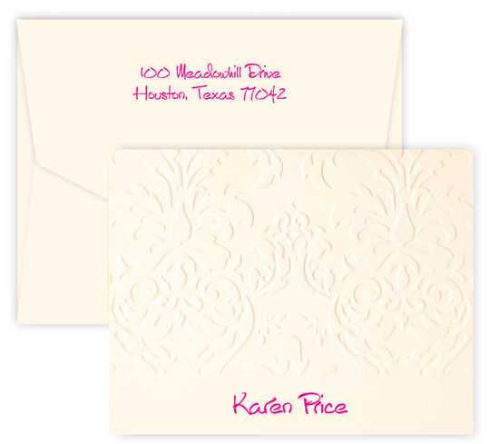 Triple Thick Embossed Damask Folded Note Cards